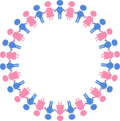 male and female symbols holding hands circle large