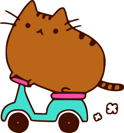 pusheen on scooter