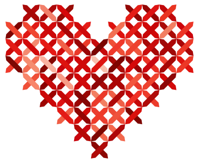 Cross Stitched Heart Reddish