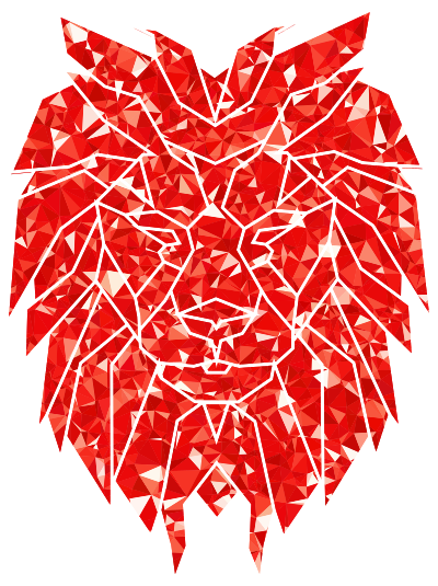 Ruby Polygonal Lion Face