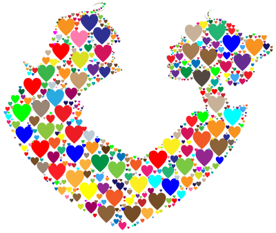 Colorful Couple Silhouette Hearts