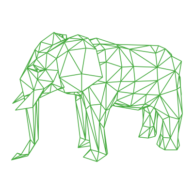 elephant outline low poly green