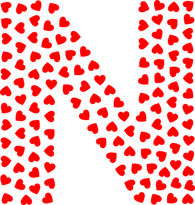 valentine hearts alphabet font n