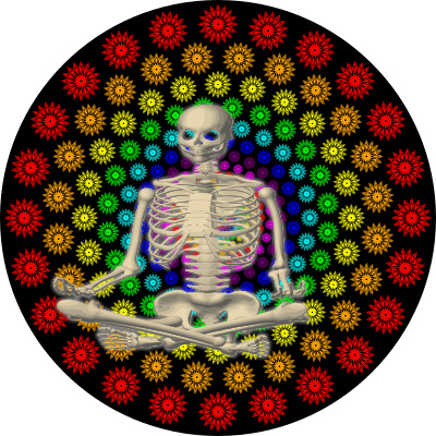 skeleton meditation rainbow