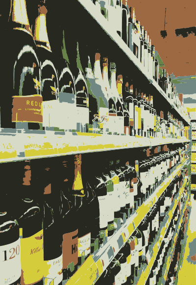 Wine selection on shelf