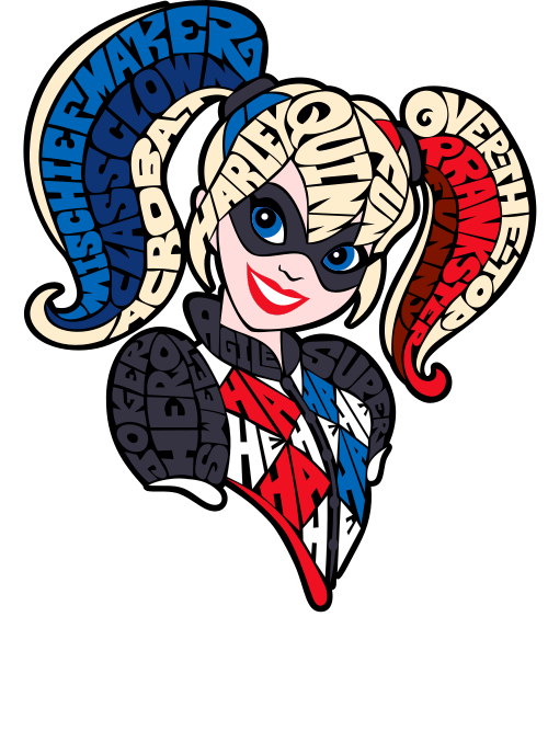  dc superhero girls harley quinn word art