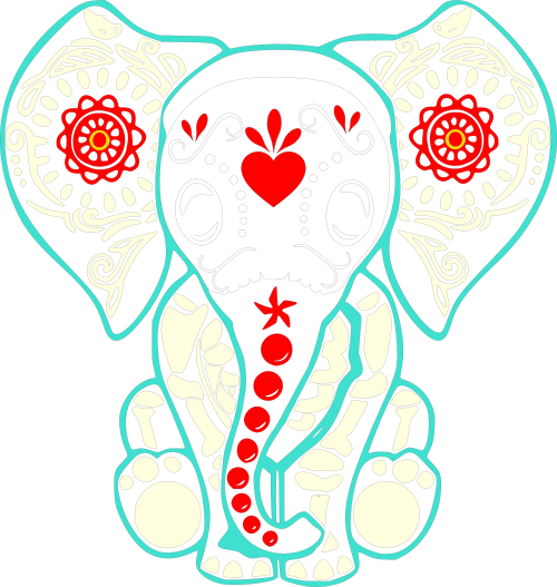 skeleton elephant mandala