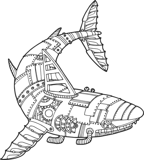 steampunk shark mandala