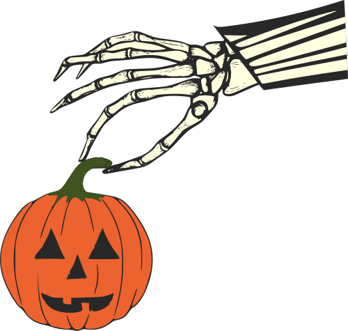 jack skellington hand with pumpkin