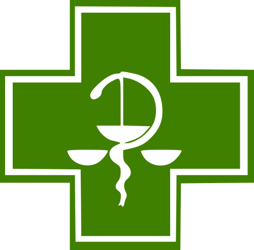 Green Pharmacy Cross with Bowl of Hygieia