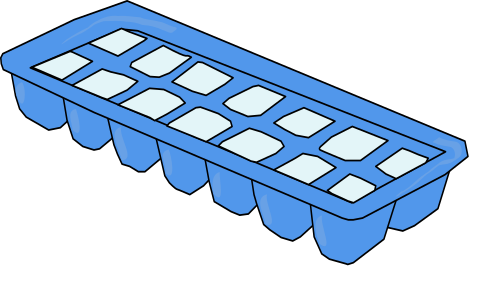blue ice cube tray