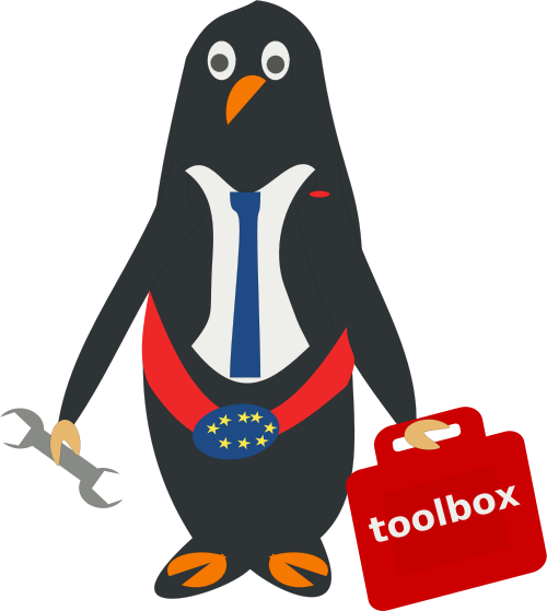 penguin with toolbox