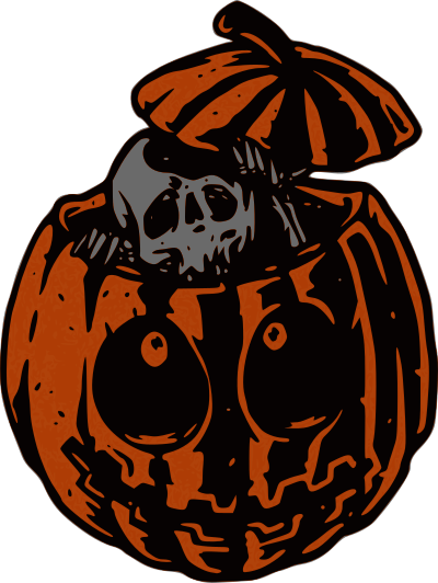 pumpkin and skeleton