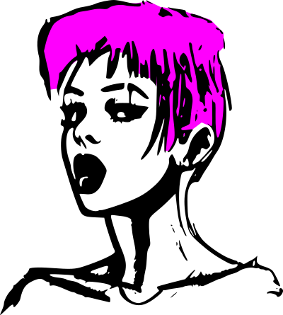 woman in pink hair