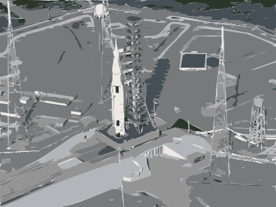 Artist concept of SLS on launchpad