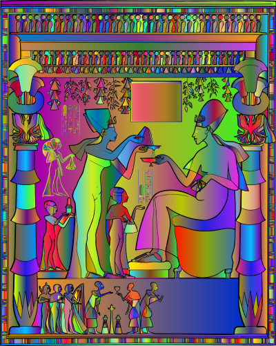 pharaoh khouenaten served by the queen polyprismatic