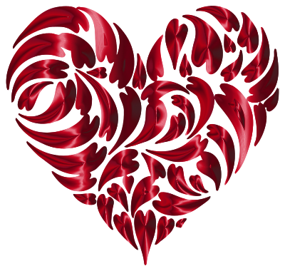 Abstract Distorted Heart Fractal Vermilion No Background