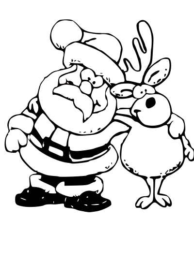 Santa and Reindeer black white