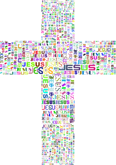 jesus cross typography colorful