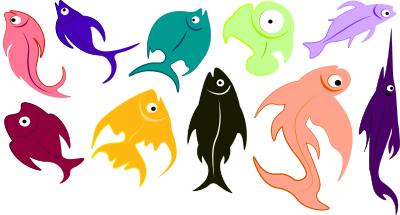 10 cartoon fish vectors
