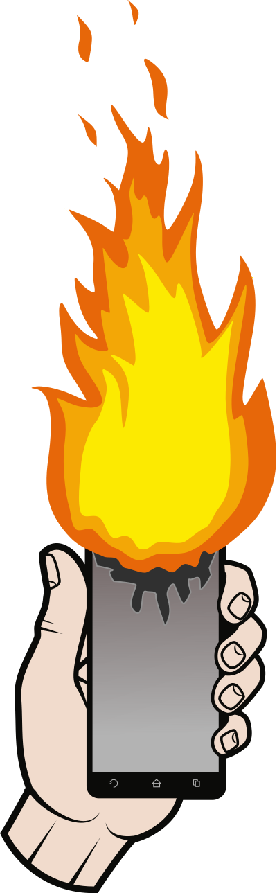 mobile phone burning