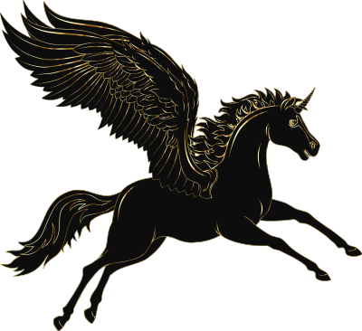 winged unicorn by deibyybied gold with silhouette fixed