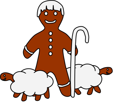 gingerbread sheepherd with sheep