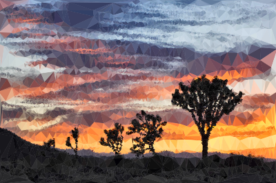 Low Poly Desert Landscape Sunset