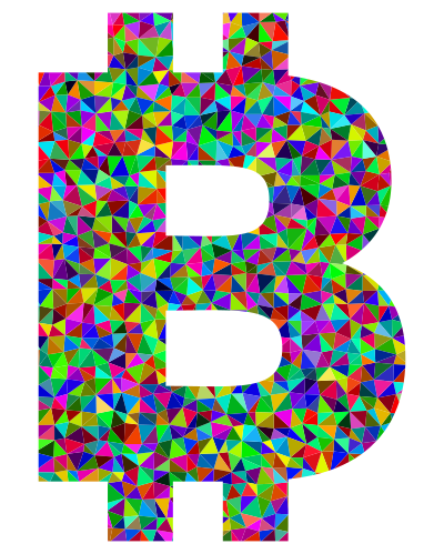 Low Poly Prismatic Bitcoin Logo