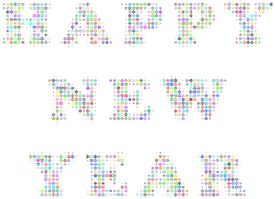 happy new year snowflakes typography colorful