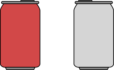red can and gray can