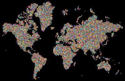 Prismatic Hexagonal World Map 2