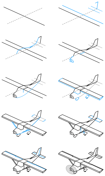 airplane draw steps