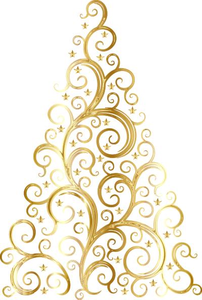 christmas tree silhouette by karen arnold gold no bg