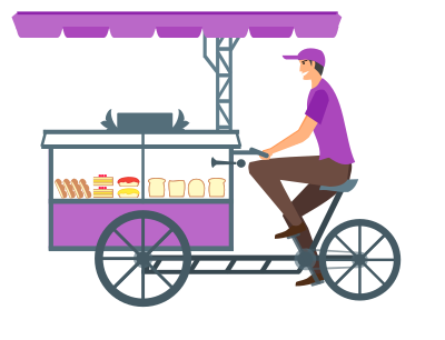 222 1037 bread seller with advanced cycle cart