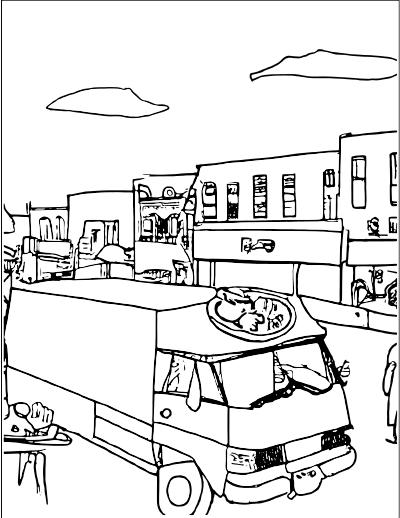 food truck city scape
