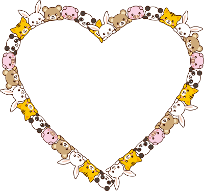 cute animals heart frame
