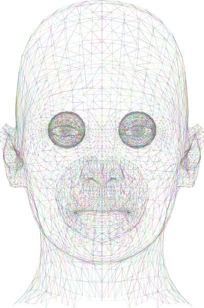 wireframe man head colorful strokes