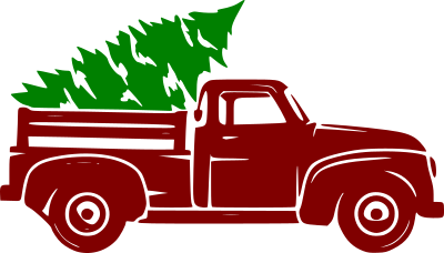 red truck with tree 2