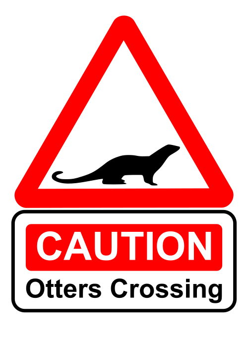 caution otters crossing sign