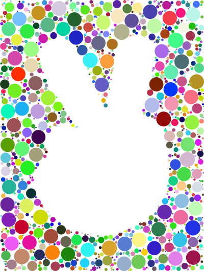 prismatic negative space comic peace hand circles no background