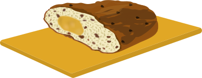 christmas bread on cutting board